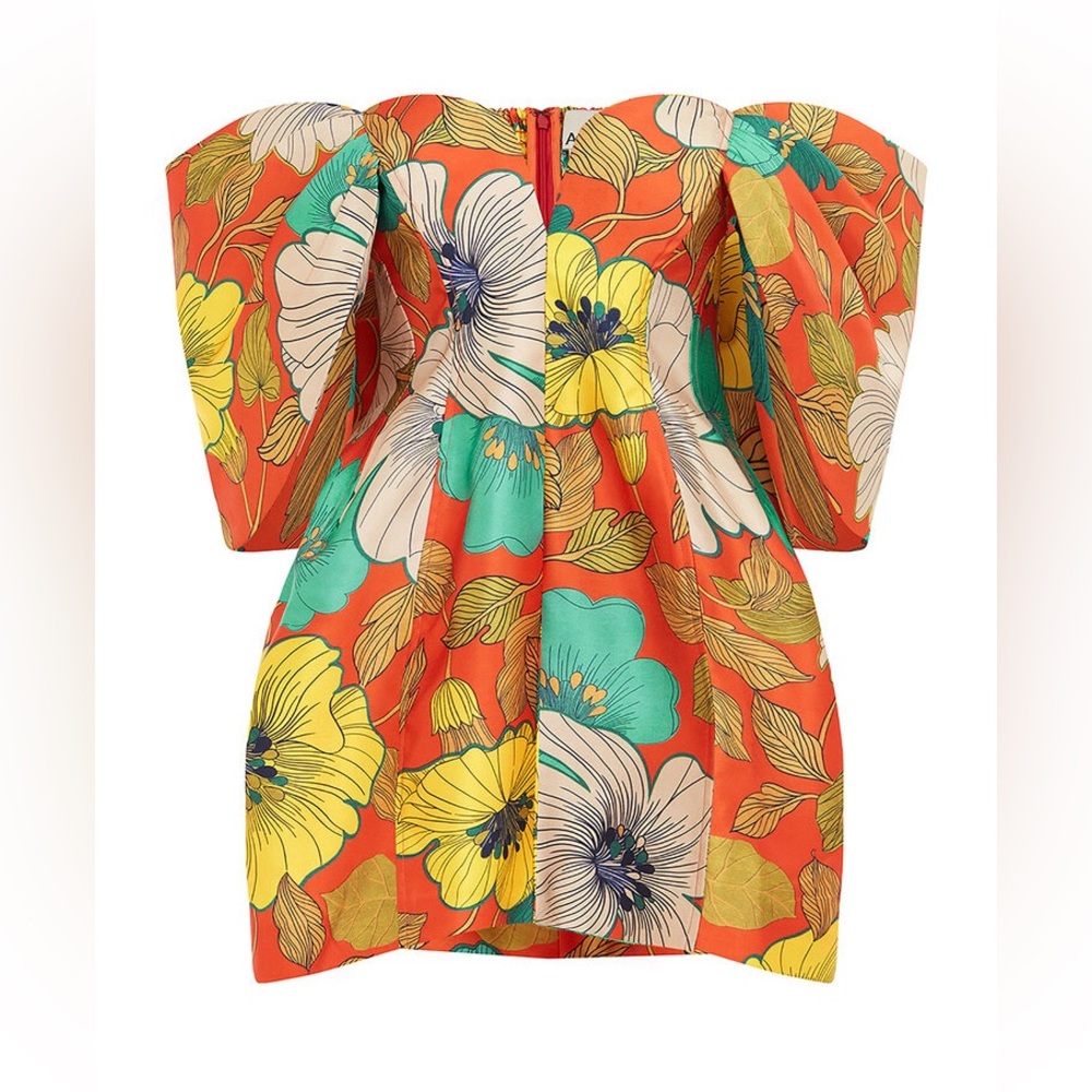 Alémais Piato Off-The-Shoulder Floral-Satin Mini Dress